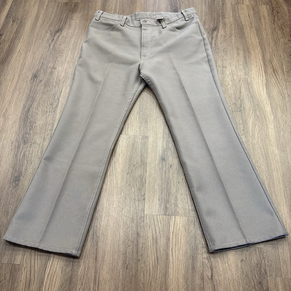 Levi's Black Tag Vintage 1970s Polyester Pants‎ W40 L30 Gray USA - Picture 3 of 16